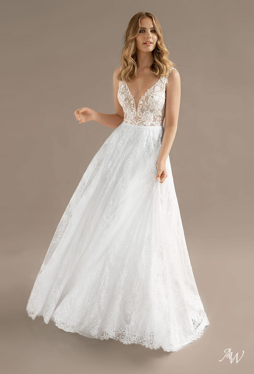 Sophia Tolli Y22272 Frankie Scalloped Neck Allover Lace Wedding Dress -  MadameBridal.com